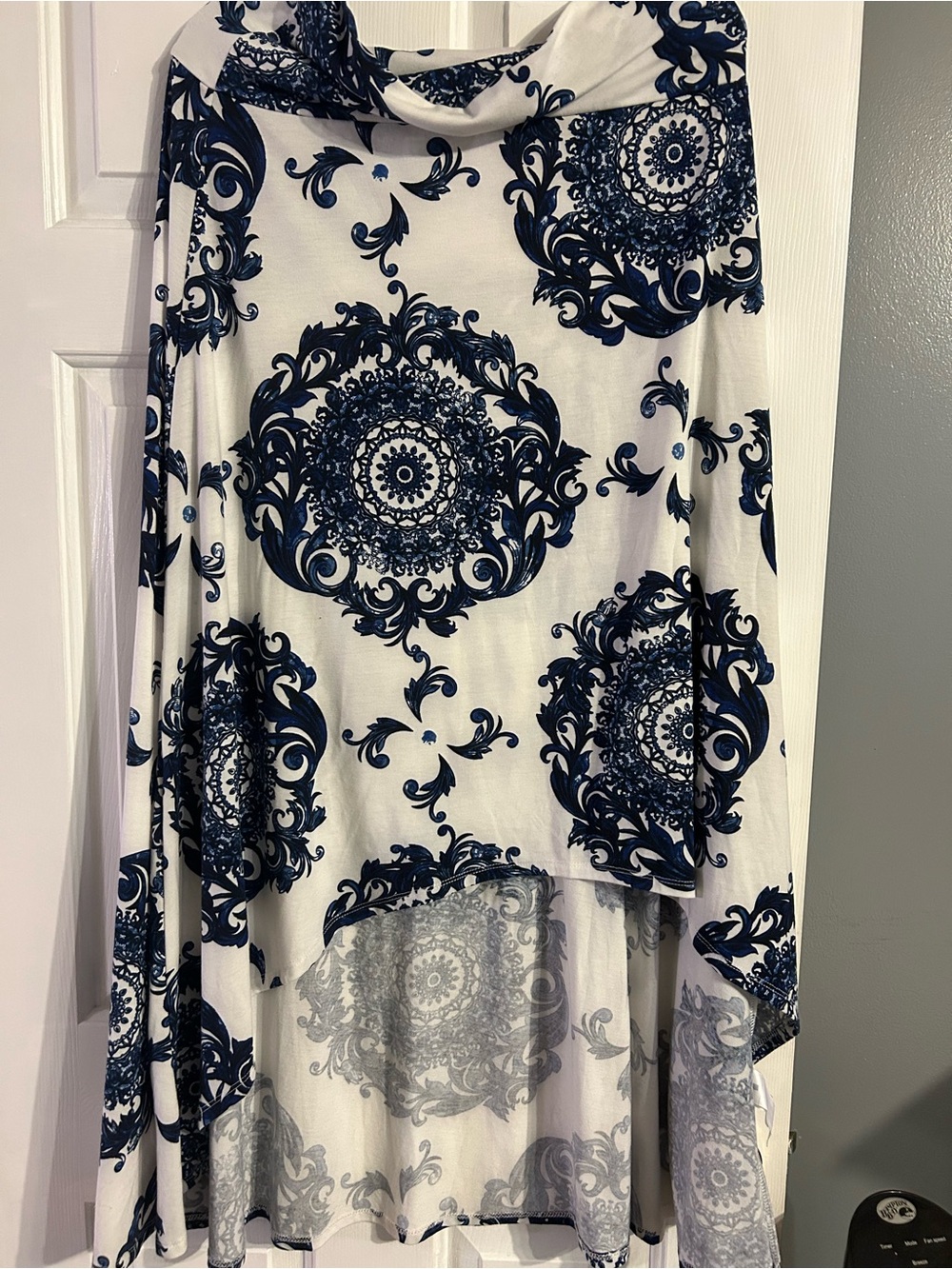LuLaRoe Navy and White High-Low Medallion Skirt